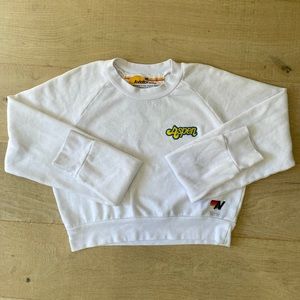 Aviator Nation white cropped aspen embroidery sweatshirt